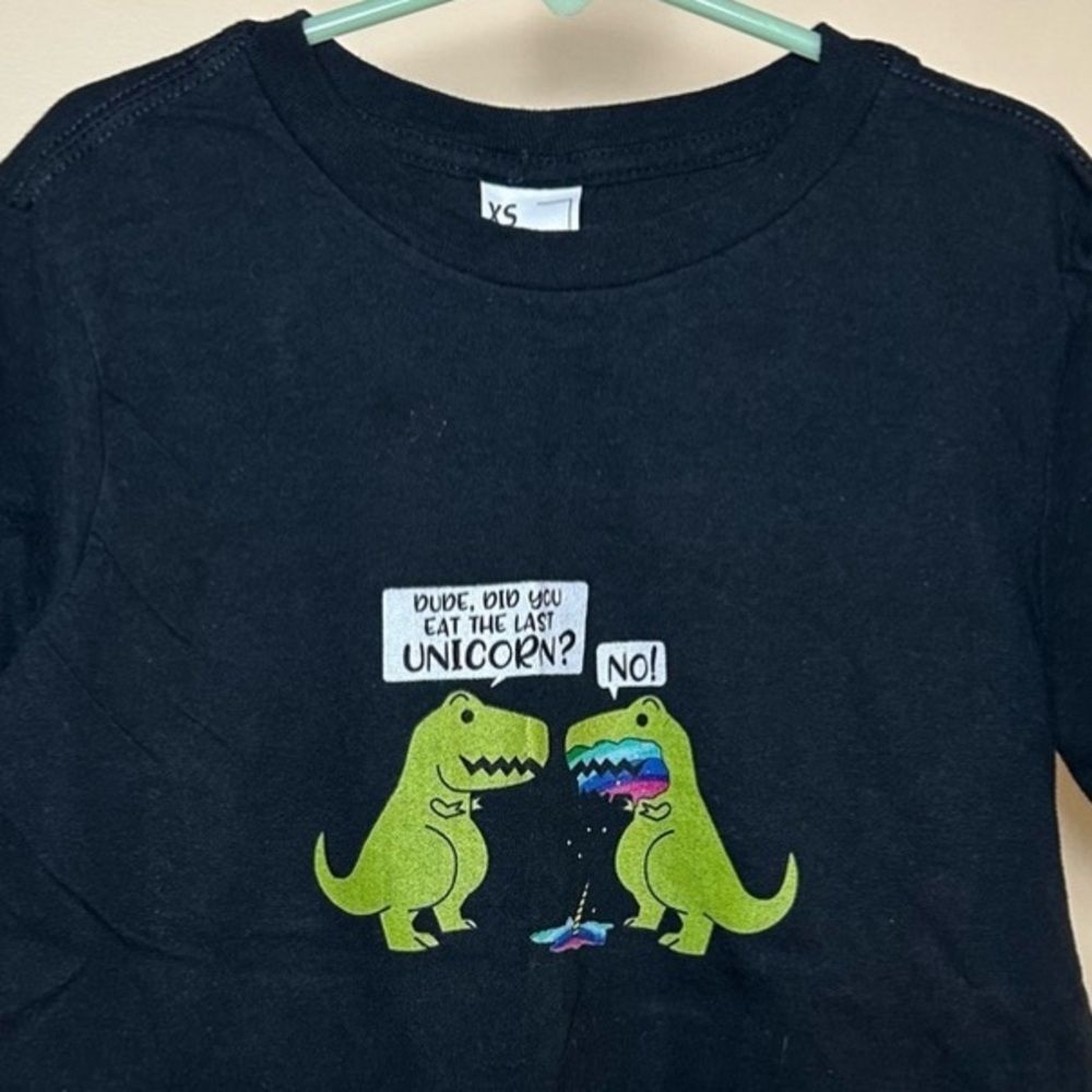 Funny Dino Unicorn Graphic Tee |“No I Didn’t Eat the Unicorn”| Youth XS | Black